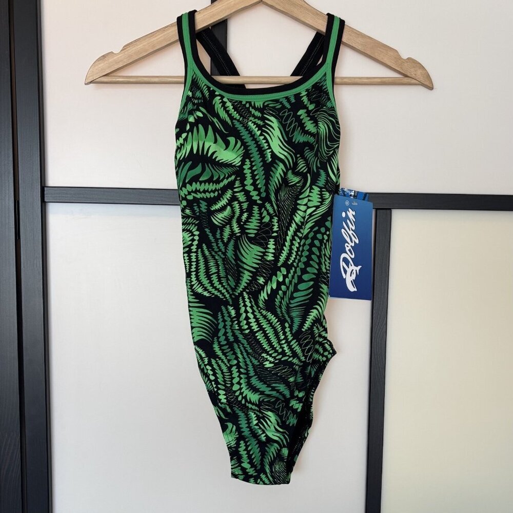 Dolfin Women’s Swimsuit Size‎ 34 Green One Piece Bathing Suit Surfing Lifeguard